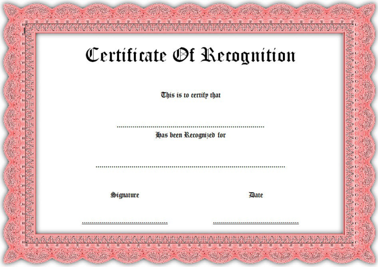 Certificate of Recognition Template Word FREE 1 | Two Package Template