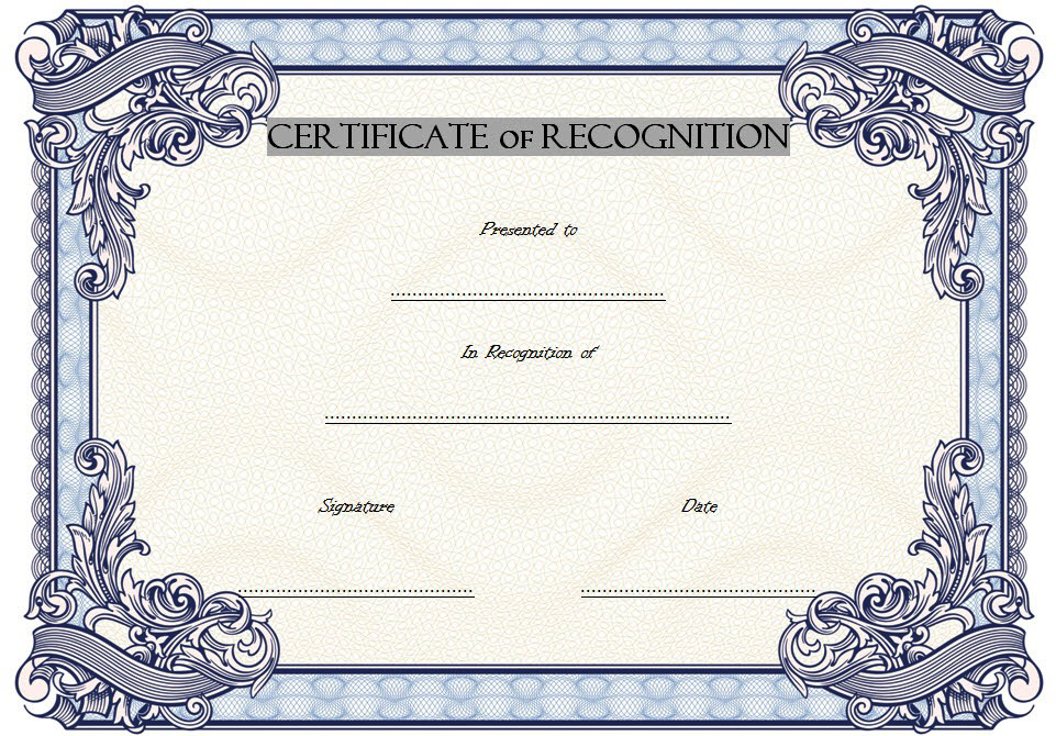 Certificate of Recognition Template Word FREE 2 | Two Package Template