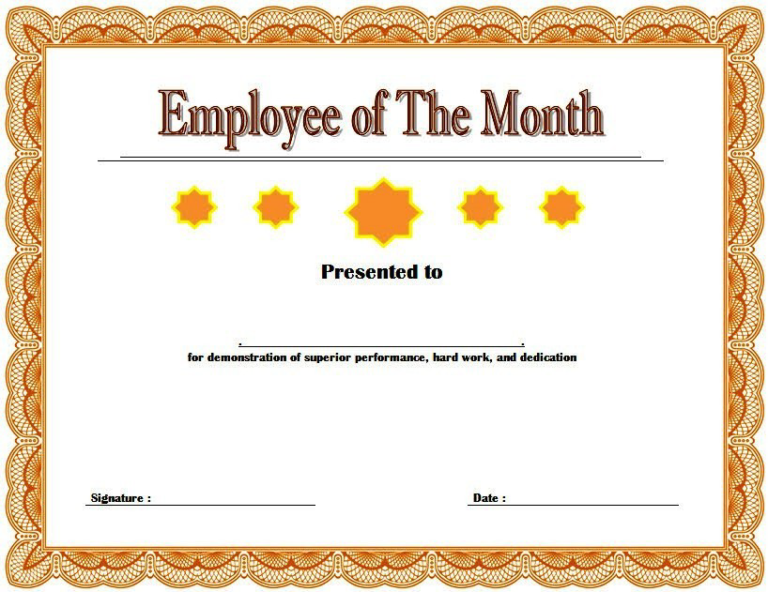 An Employee of The Month Certificate Template Word FREE [2020]