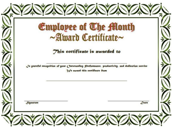 Free Employee of The Month Award Certificate Template 3 | Two Package ...