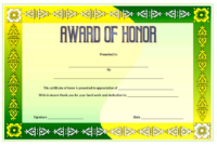 Free Honor Award Certificate Template 2