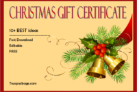 10+ Merry Christmas Gift Certificate Template FREE Ideas in Two Package