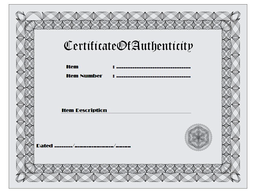certificate of authenticity free template, certificate of authenticity ...