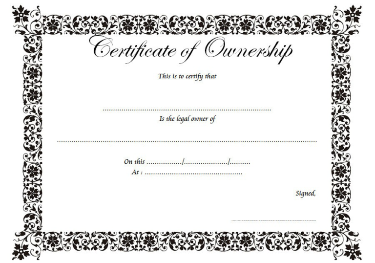 Certificate of Ownership Template FREE (10+ Official Documents)