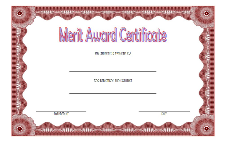 Merit Award Certificate Template 4 FREE | Two Package Template