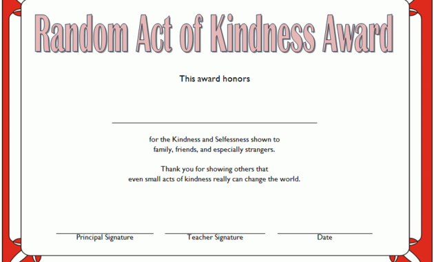 certificate of kindness, act of kindness award certificate, random acts of kindness certificate template, certificate for kindness, kindness certificate elementary, kindness challenge certificate