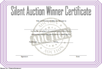 FREE Silent Auction Winner Certificate Template 1