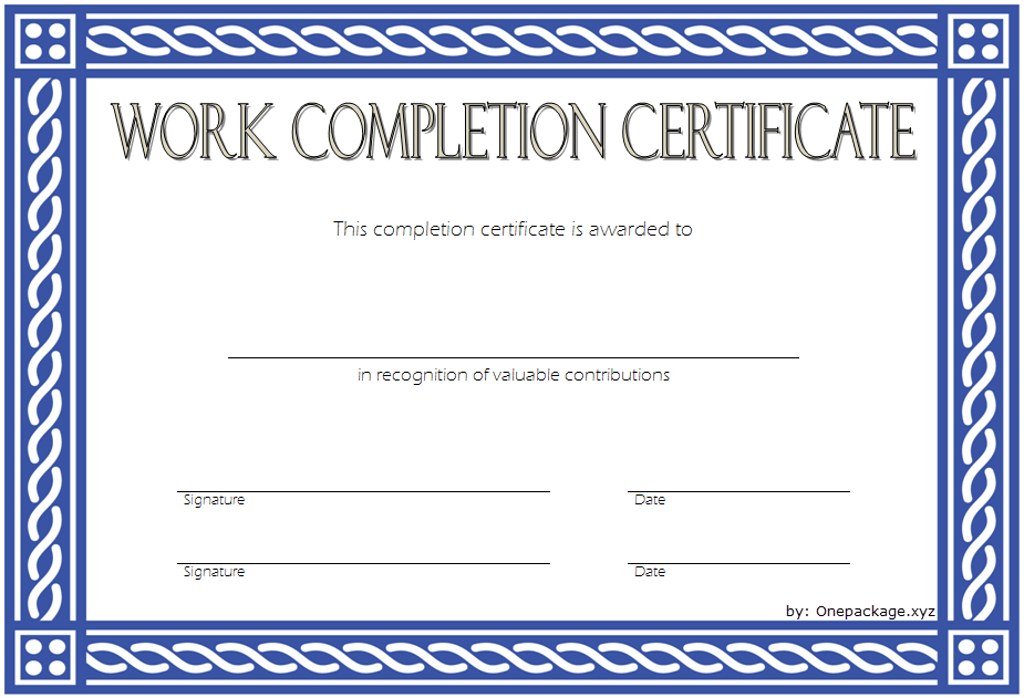 project work completion certificate template, certificate of job completion template, work experience certificate template, volunteer work certificate template, good work certificate template