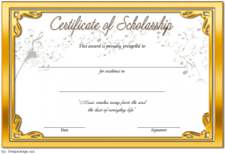 Editable Music Scholarship Certificate Template 1 | Two Package Template