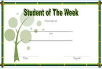 FREE Student of The Week Certificate Template (Simple Green)