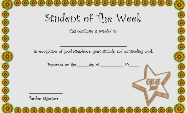 student of the week certificate printable, student of the week certificate editable, student of the week certificate template, student of the week certificate clipart, certificate for student of the week
