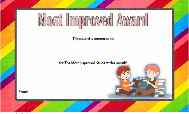 certificate for most improved student, most improved student certificate, most improved student award certificate, free printable most improved student certificates