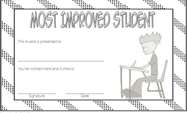certificate for most improved student, most improved student certificate, most improved student award certificate, free printable most improved student certificates
