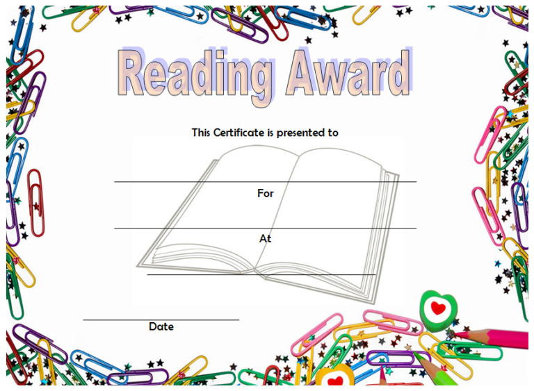 Reading Award Certificate Template FREE (Paper Clip Border Style) | Two ...