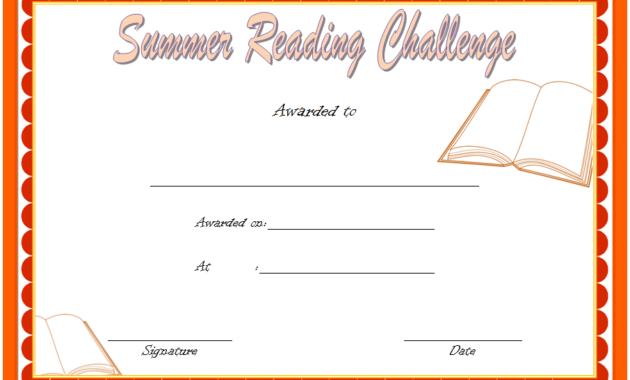 summer reading certificate template, summer reading challenge certificate, summer reading camp certificate, summer reading program certificates, editable reading certificate pdf