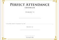 Super Elegant Perfect Attendance Certificate Printable Free