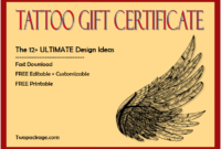 12 Tattoo Gift Certificate Template FREE Printable Ideas by Two Package