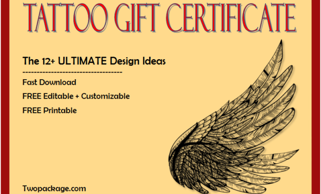 tattoo gift certificate template free, tattoo shop gift certificate template, tattoo gift voucher template, blank tattoo voucher, editable tattoo voucher template