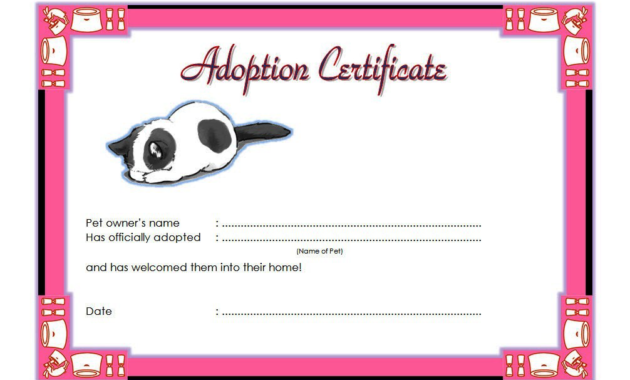 cat adoption certificate free printable, cat adoption gift certificate, kitten adoption certificate, animal adoption certificate, free pet adoption certificate template word