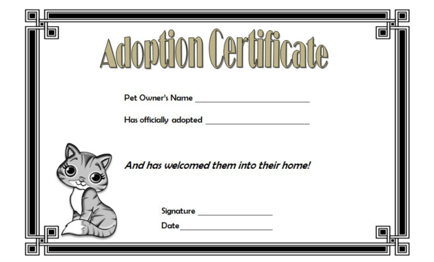 cat adoption certificate free printable, cat adoption gift certificate, kitten adoption certificate, animal adoption certificate, free pet adoption certificate template word
