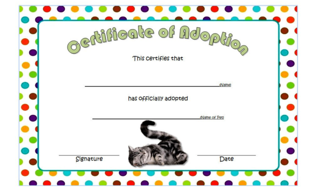 cat adoption certificate free printable, cat adoption gift certificate, kitten adoption certificate, animal adoption certificate, free pet adoption certificate template word
