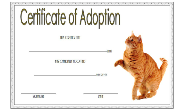cat adoption certificate free printable, cat adoption gift certificate, kitten adoption certificate, animal adoption certificate, free pet adoption certificate template word
