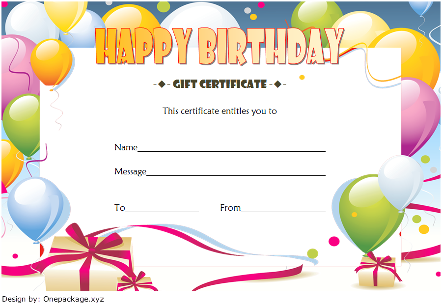 Birthday Gift Certificate Template Free 2022 Printable 