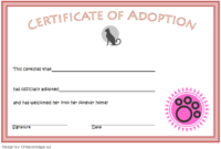 Cat Adoption Certificate Free Printable (1st 2020 Design)