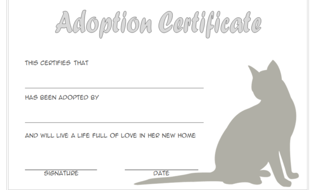cat adoption certificate free printable, cat adoption gift certificate, kitten adoption certificate, animal adoption certificate, free pet adoption certificate template word