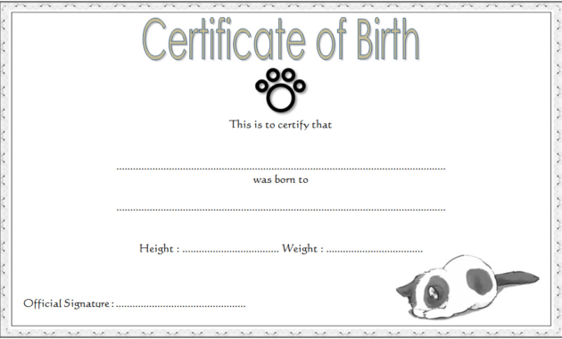 cat birth certificate template, cat birth certificate free printable, kitten birth certificate template, birth certificate template for cat, pet birth certificate template