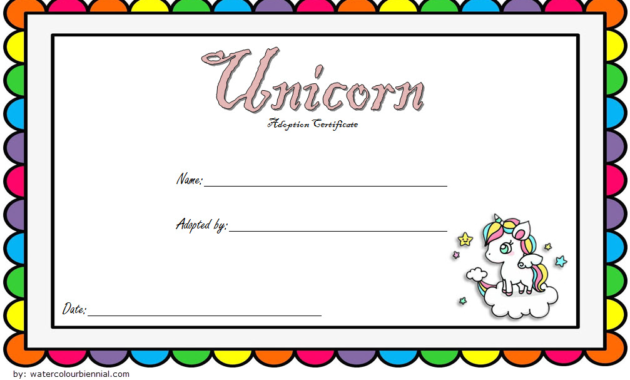 unicorn adoption certificate free printable, unicorn adoption certificate printable, free printable unicorn adoption certificate