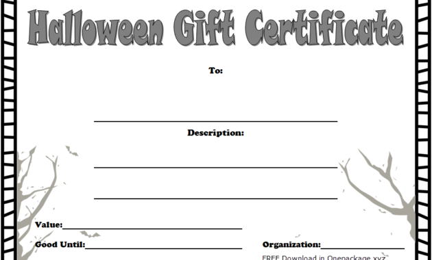 halloween gift certificate template, halloween gift certificates, halloween certificate template
