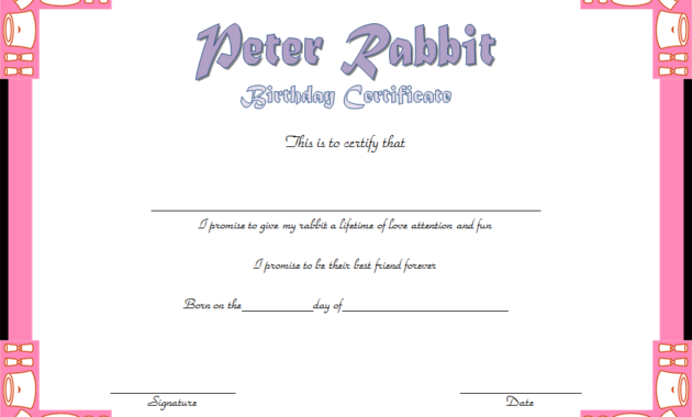 rabbit birth certificate free, rabbit birth certificate template, free printable rabbit birth certificate, bunny birth certificate template, peter rabbit birth certificate