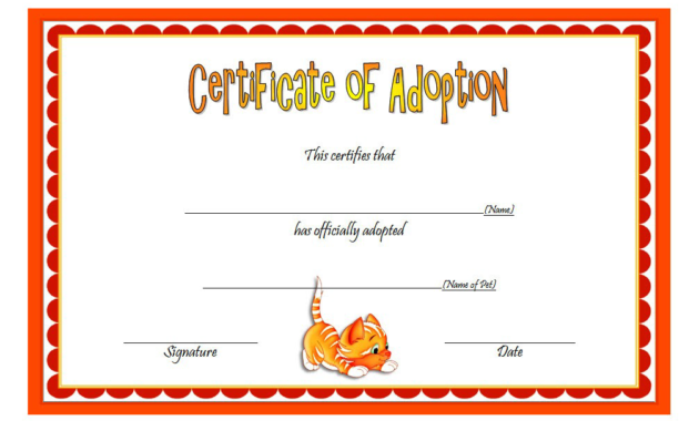 cat adoption certificate free printable, cat adoption gift certificate, kitten adoption certificate, animal adoption certificate, free pet adoption certificate template word