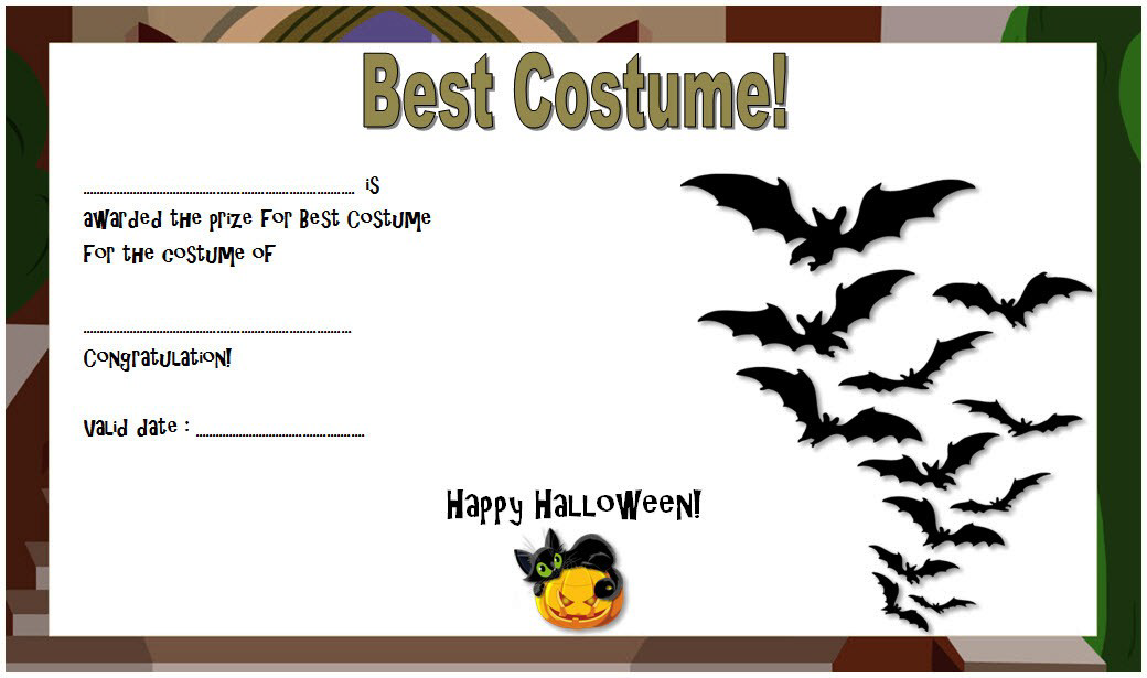 Halloween Award Certificate Template FREE 1 halloween certificate template, halloween contest winner certificate template, halloween costume certificate template free, halloween award certificate template, halloween best costume certificate template, halloween themed certificate template, best costume certificate template, best costume award certificate template
