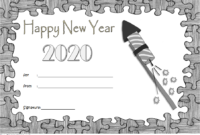 Happy New Year Certificate Template FREE (Puzzle Border)