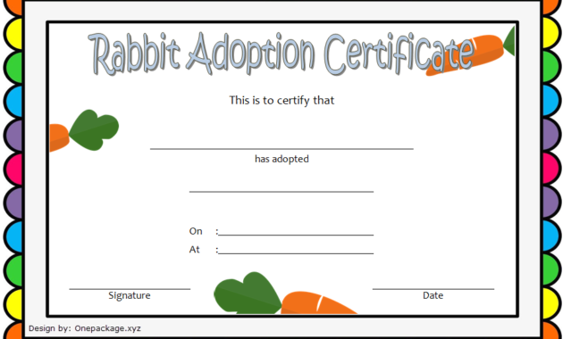rabbit adoption certificate template, bunny adoption certificate, pet adoption certificate template free, animal adoption certificate, free pet adoption certificate template word