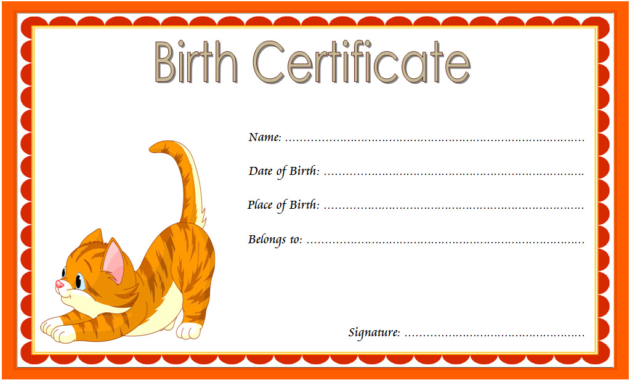 cat birth certificate template, cat birth certificate free printable, kitten birth certificate template, birth certificate template for cat, pet birth certificate template