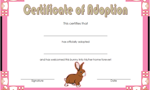 rabbit adoption certificate template, bunny adoption certificate, pet adoption certificate template free, animal adoption certificate, free pet adoption certificate template word
