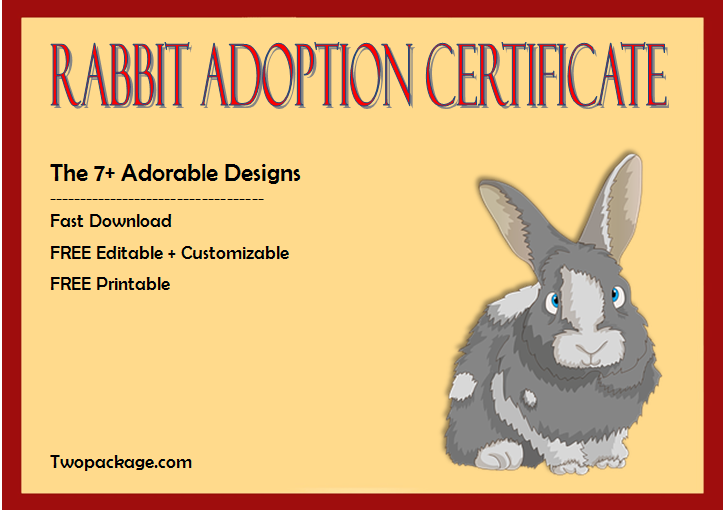 rabbit adoption certificate template, bunny adoption certificate, pet adoption certificate template free, animal adoption certificate, free pet adoption certificate template word