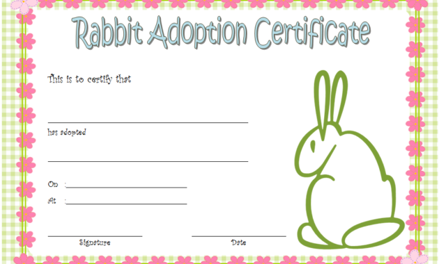 rabbit adoption certificate template, bunny adoption certificate, pet adoption certificate template free, animal adoption certificate, free pet adoption certificate template word
