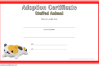 Stuffed Animal Adoption Certificate Template FREE Printable