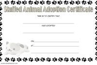 Stuffed Animal Adoption Certificate Template Free with Cat Footprints