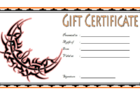Tattoo Gift Certificate Template FREE Printable (June 2018)