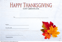 Thanksgiving Gift Certificate Template Free (Modern Design)