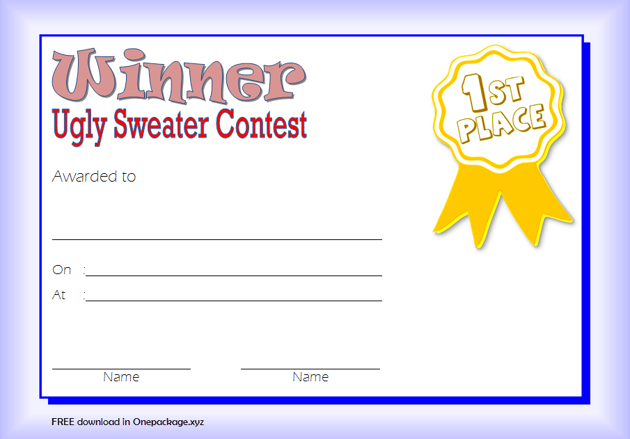 ugly sweater certificate template, ugly sweater award certificate template, ugly christmas sweater award certificate template, ugly sweater winner certificate template, free printable ugly sweater certificate template, ugly sweater contest winner certificate template