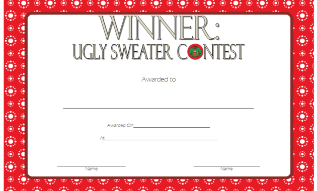 ugly sweater certificate template, ugly sweater award certificate template, ugly christmas sweater award certificate template, ugly sweater winner certificate template, free printable ugly sweater certificate template, ugly sweater contest winner certificate template
