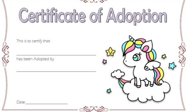 unicorn adoption certificate free printable, unicorn adoption certificate printable, free printable unicorn adoption certificate