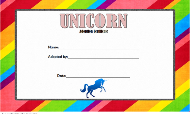 unicorn adoption certificate free printable, unicorn adoption certificate printable, free printable unicorn adoption certificate