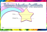 Unicorn Adoption Certificate Free Printable (Star)